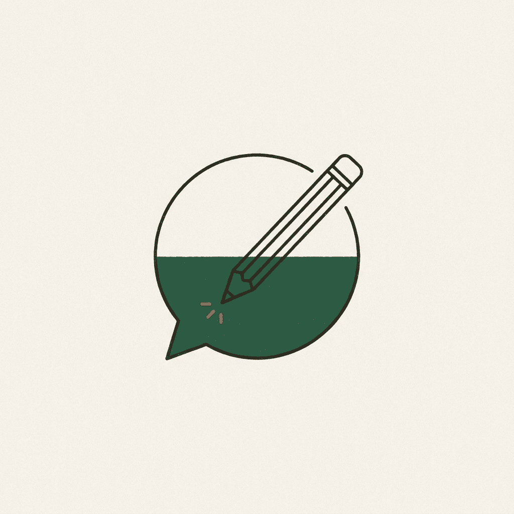Illustration of a pencil finishing a speech bubble